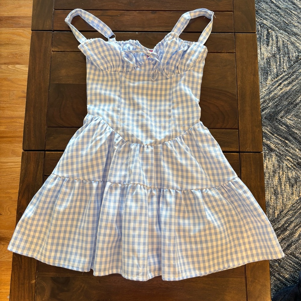 Edikted Basil Cupped Gingham Mini Dress